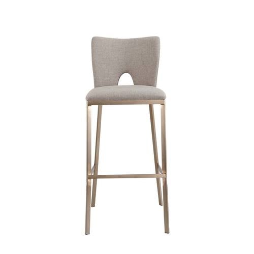 Modrest Burton - Glam Grey Fabric + Brass Bar Stool (Set of 2) by VIG Furniture