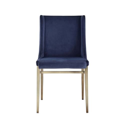 Modrest Mimi - Contemporary Blue Velvet & Antique Brass Dining Chair (Set of 2) by VIG Furniture