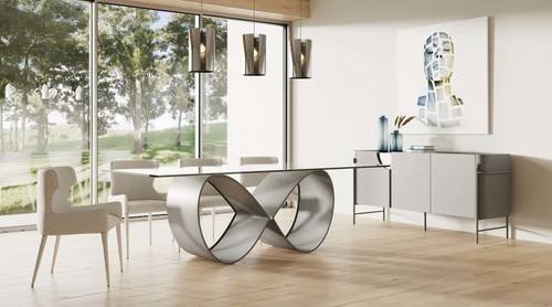 Modrest Hadley- Glass & Matte Grey Dining Table by VIG Furniture