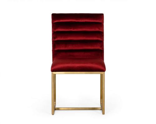 Modrest Barker - Modern Red & Brush Gold Dining Chair (Set of 2) by VIG Furniture