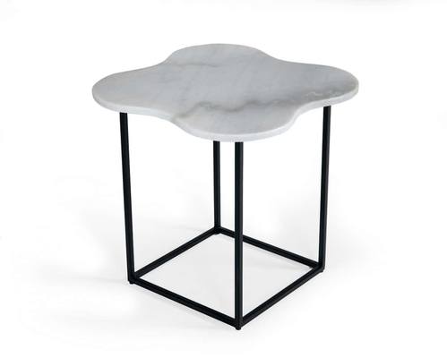 Modrest Aleidy - White Marble & Black Metal End Table by VIG Furniture