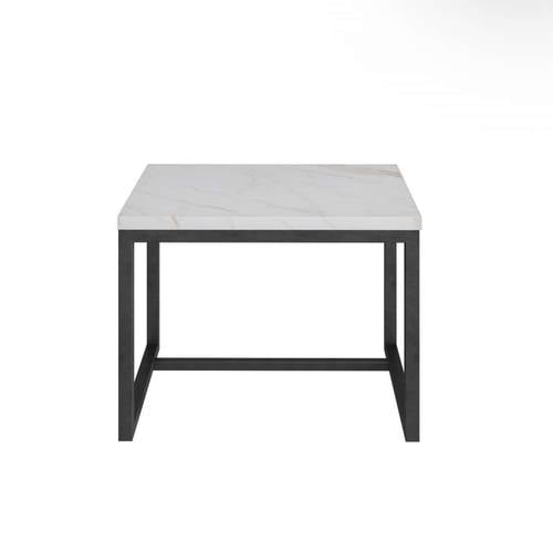 Modrest Baca - White Marble & Black Metal End Table by VIG Furniture