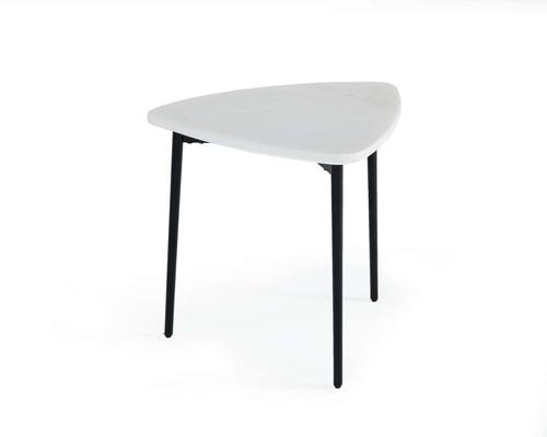 Modrest Andros - White Marble & Black Metal End Table by VIG Furniture