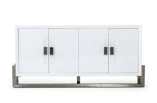Modrest Lenny - Modern White High Gloss & Stainless Steel Gun Metal Buffet by VIG Furniture