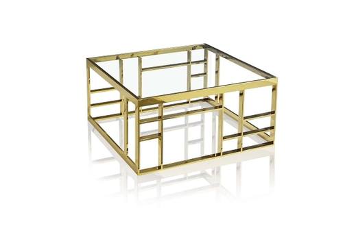 Modrest Stephen - Modern Glass & Gold Stainless Steel Square Coffee Table by VIG Furniture