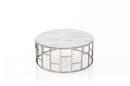 Modrest Silvan Modern Marble & Stainless Steel Coffee Table by VIG Furniture