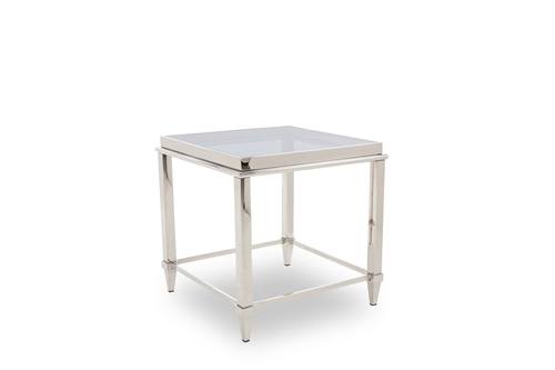 Modrest Agar Modern Glass & Stainless Steel End Table by VIG Furniture