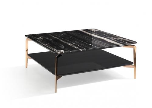 Modrest Dorian Modern Black Marble & Ebony Square Coffee Table by VIG Furniture