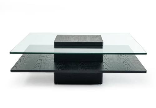 Modrest Emulsion Modern Black Oak Glass Coffee Table by VIG Furniture