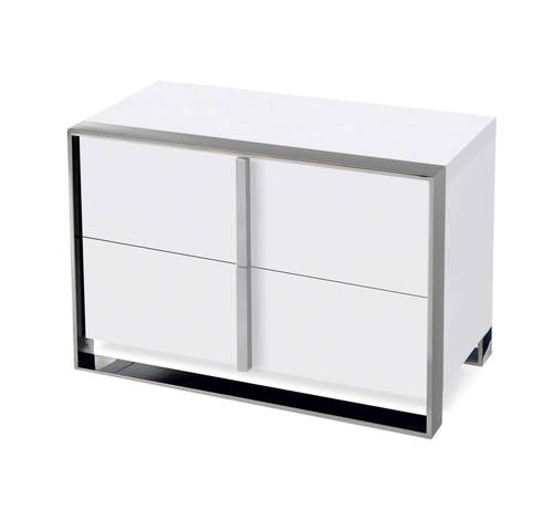 Nova Domus Francois - Modern White & Stainless Steel Nightstand by VIG Furniture