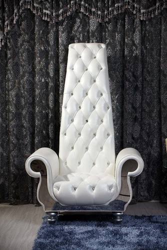 Divani Casa Luxe Neo Classical Pearl White Italian Leather Tall Chair by VIG Furniture