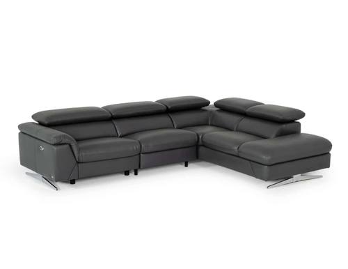 Divani Casa Maine - Modern Grey Eco-Leather Right Facing Chaise Sectional Sofa w/Recliner by VIG Furniture