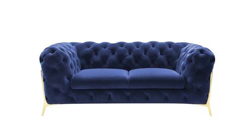 Divani Casa Quincey - Transitional Blue Velvet Loveseat by VIG Furniture