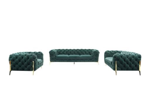 Divani Casa Quincey - Transitional Emerald Green Velvet Sofa Set by VIG Furniture