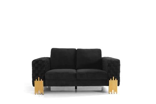 Divani Casa Georgia- Modern Velvet Glam Black Gold Loveseat by VIG Furniture