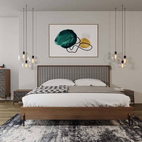 Nova Domus Metcalf - Mid-Century Walnut & Grey Bedroom Set by VIG Furniture