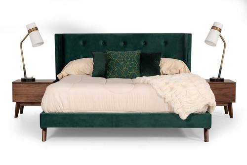 Nova Domus Durango Modern Green Fabric & Walnut Bed by VIG Furniture