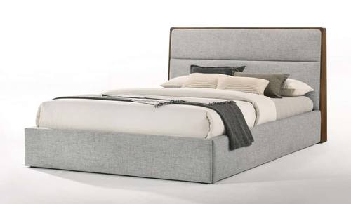 Modrest Dustin - Modern Grey Fabric & Walnut Trimmed Bed by VIG Furniture