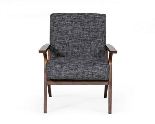 Modrest Candea Mid Century Walnut & Grey Accent Chair by VIG Furniture