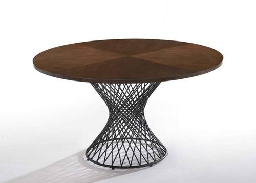 Modrest Theresa Modern Round Walnut & Black Table by VIG Furniture