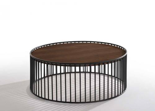Modrest Bronson Modern Walnut & Black Round Coffee Table by VIG Furniture