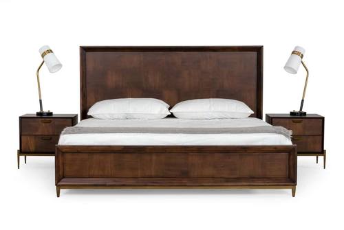 Modrest Shane - Modern Acacia & Brass Bed by VIG Furniture