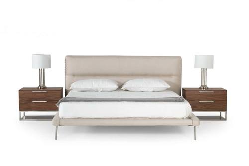 Modrest Bergeron - Contemporary Cream Woven Fabric Bed by VIG Furniture