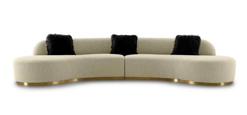 Divani Casa Frontier - Glam Beige Fabric Curved Sectional Sofa by VIG Furniture