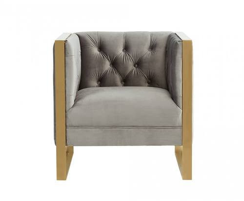 Divani Casa Carlos Modern Grey Velvet & Gold Accent Chair by VIG Furniture