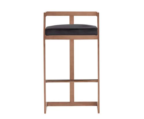 Modrest Halifax Modern Black Leatherette & Rosegold Bar Stool by VIG Furniture