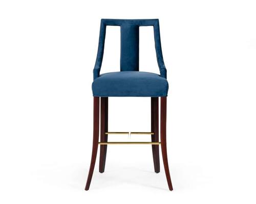 Modrest Kimball Glam Blue Velvet Bar Stool by VIG Furniture