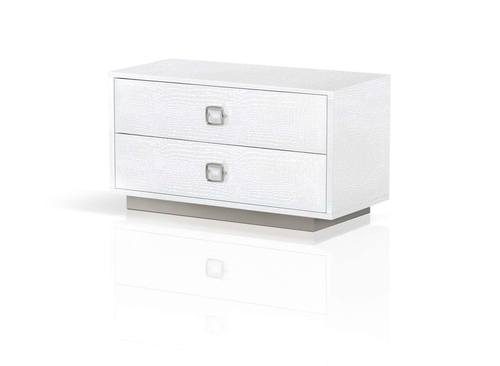 A&X Victoria Modern White Crocodile Nightstand by VIG Furniture