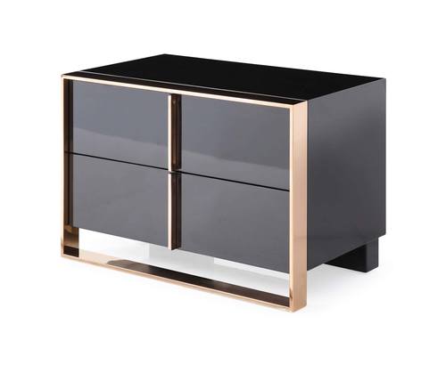 Nova Domus Cartier Modern Black & Rosegold Nightstand by VIG Furniture