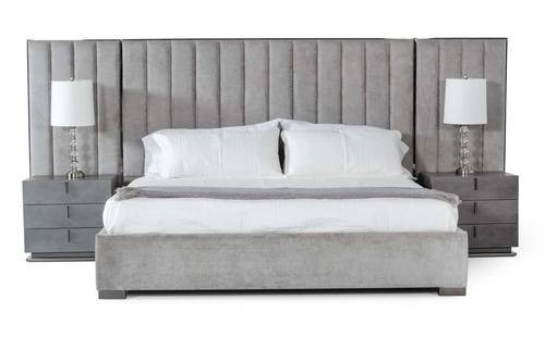 Modrest Buckley - Grey & Black Stainless Steel Bedroom Set by VIG Furniture