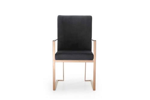 Modrest Trea - Modern Black Velvet & Rosegold Dining Chair by VIG Furniture
