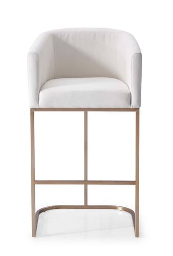 Modrest Yukon - Modern White Fabric & Brushed Bronze Bar Chair by VIG Furniture