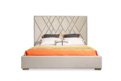 Modrest Eldora - Glam Beige Velvet & Brushed Brass Bed by VIG Furniture