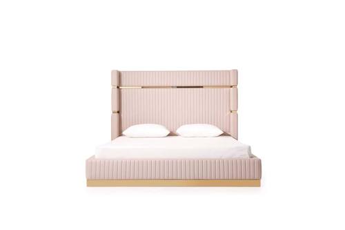 Modrest Aspen - Modern Beige Rose Gold Bed w/2 Nightstands by VIG Furniture