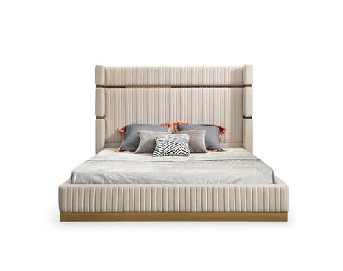 Modrest Aspen Modern Beige Bonded Leather & Gold Bed by VIG Furniture