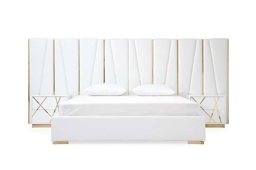 Modrest Nixa Modern White Bonded Leather & Gold Bed by VIG Furniture