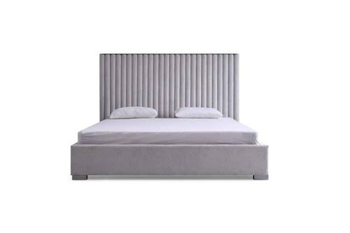 Modrest Splendor - Silver + Grey Linen Upholstered King Platform Bed by VIG Furniture