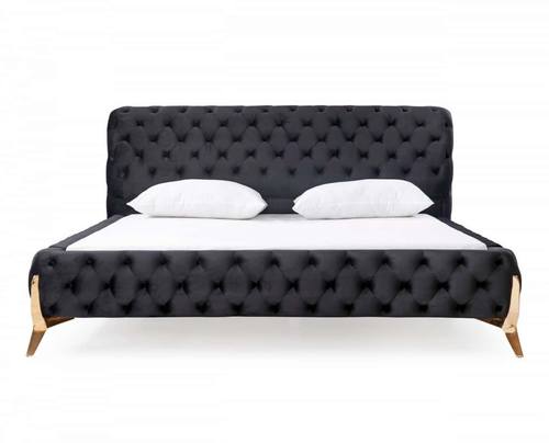 Modrest Legend - Modern Black Velvet & Rosegold Bed by VIG Furniture