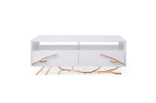 Modrest Legend - Modern White & Rosegold Coffee Table by VIG Furniture