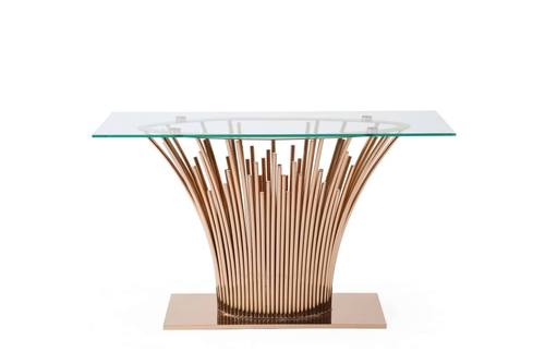Modrest Paxton - Modern Glass & Rosegold Console Table by VIG Furniture