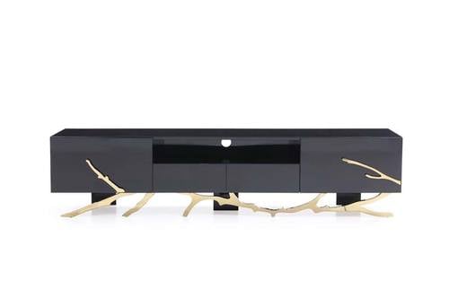 Modrest Legend Modern Black & Champagne Gold TV Stand by VIG Furniture