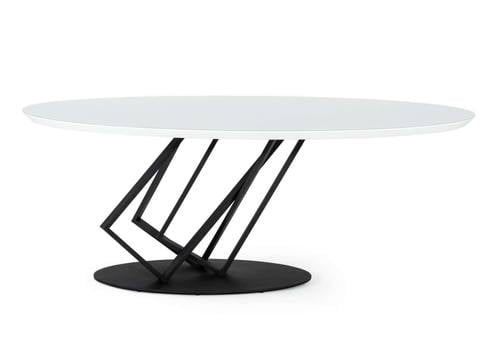 Modrest Corbett - Modern High Gloss White w/ Frosted Glass Dining Table by VIG Furniture
