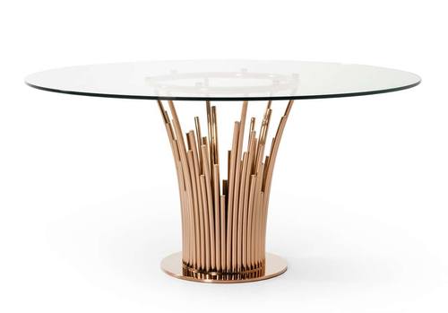 Modrest Paxton Modern Round Glass & Rosegold Dining Table by VIG Furniture