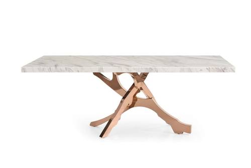 Modrest Legend - Modern White Marble & Rosegold Dining Table by VIG Furniture