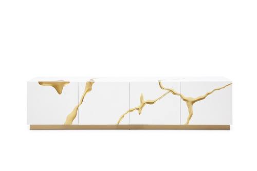 Modrest Aspen Modern White & Gold TV Stand by VIG Furniture