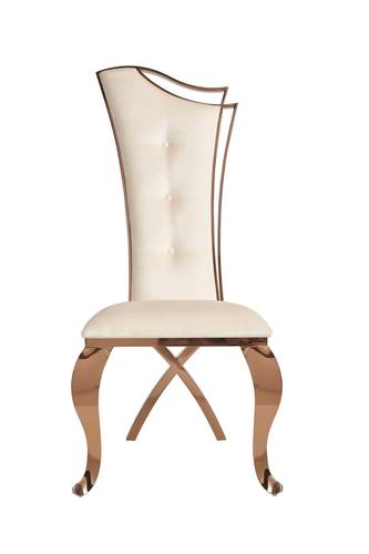 Modrest Bonnie - Beige Velvet & Rose Gold Dining Chair (Set of 2) by VIG Furniture